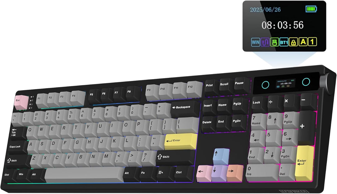 EPOMAKER TH108 PRO Teclado mecánico de tamaño completo con pantalla...