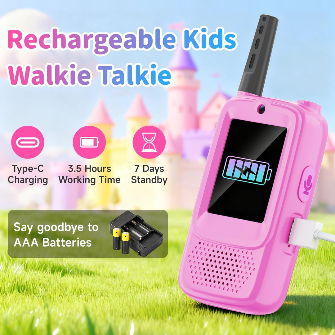 Walkie Talkies de video para niños, paquete de 2 walkie talkies rec...