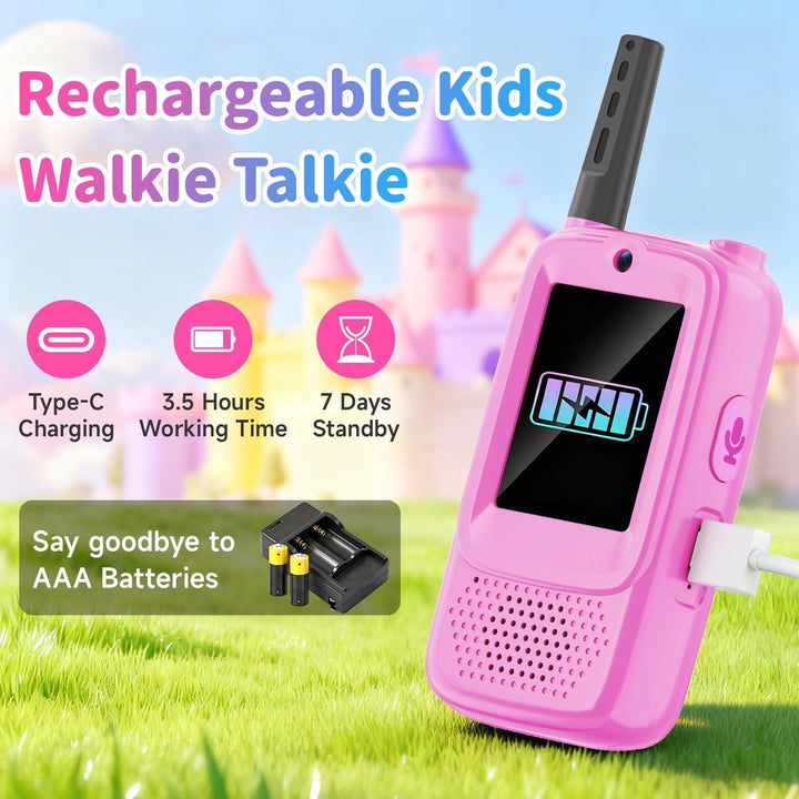 Walkie Talkies de video para niños, paquete de 2 walkie talkies rec...