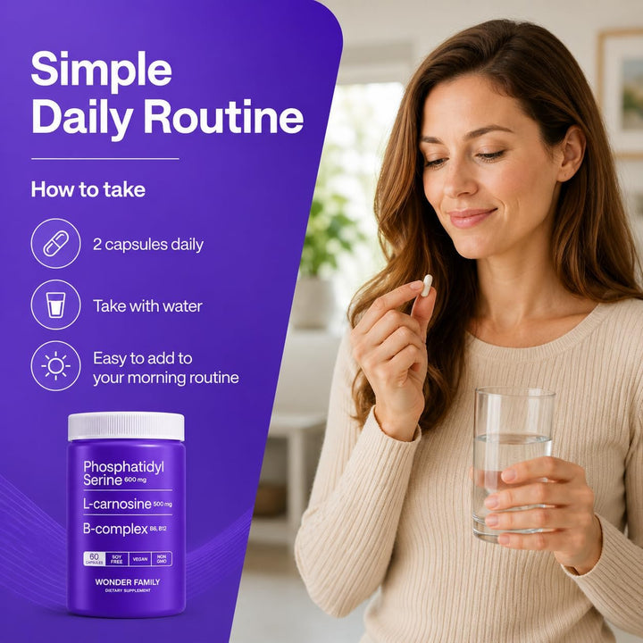 Fosfatidilserina 600 mg con L-Carnosina 500 mg + B6, B12 y Folato -...