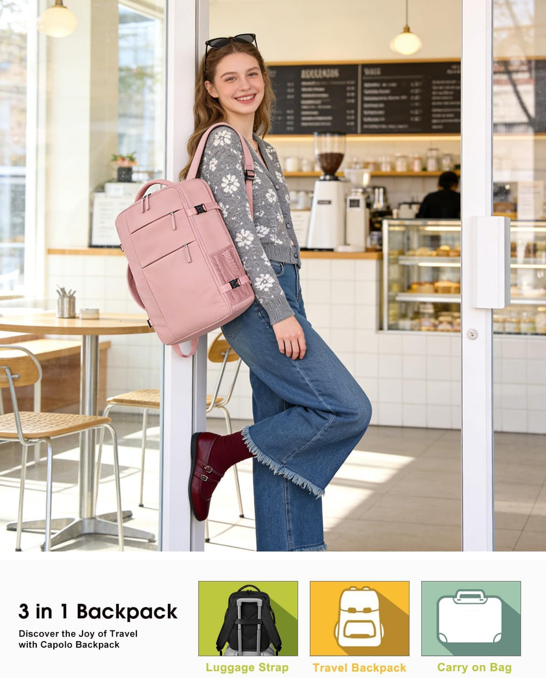 Mochila de viaje Capolo para mujeres y hombres, mochila impermeable...