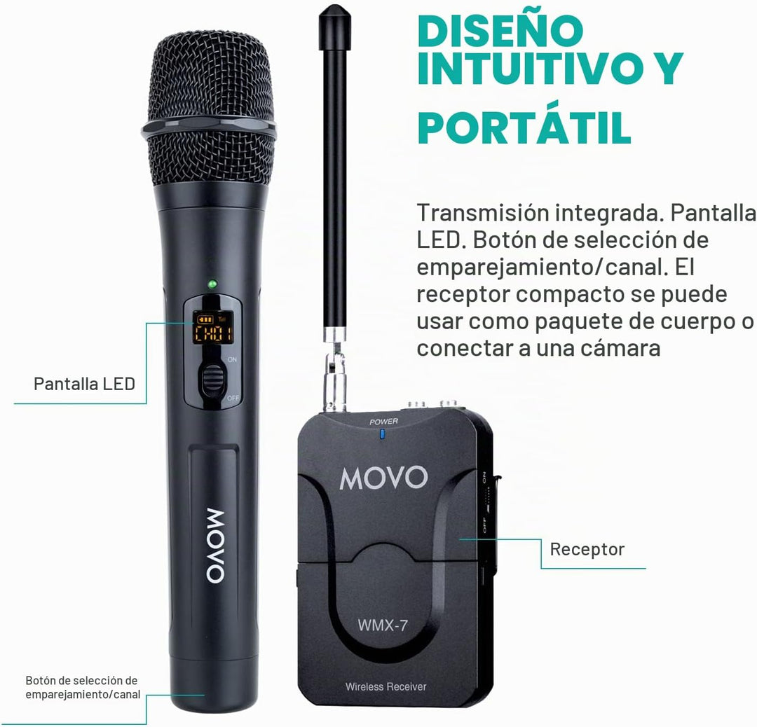 Movo WMX-7-TH+RX Sistema de micrófono inalámbrico de mano - Micrófo...