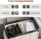 StorageWorks 2 Sección de Cesta de Lavandería, 100L Beige Clasificador con Ruedas