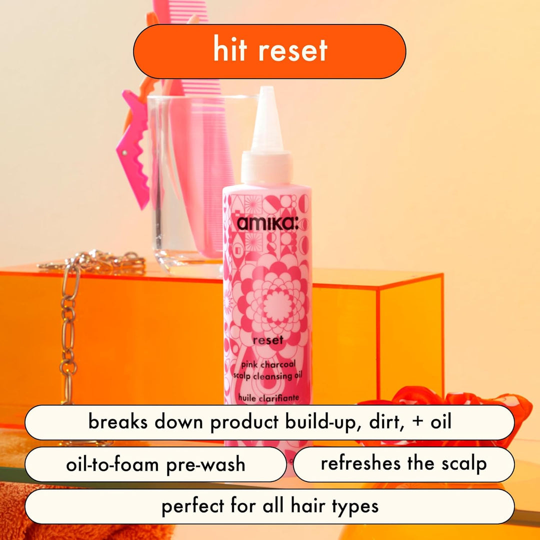Amika Reset Aceite limpiador de cuero cabelludo de carbón rosa unis...