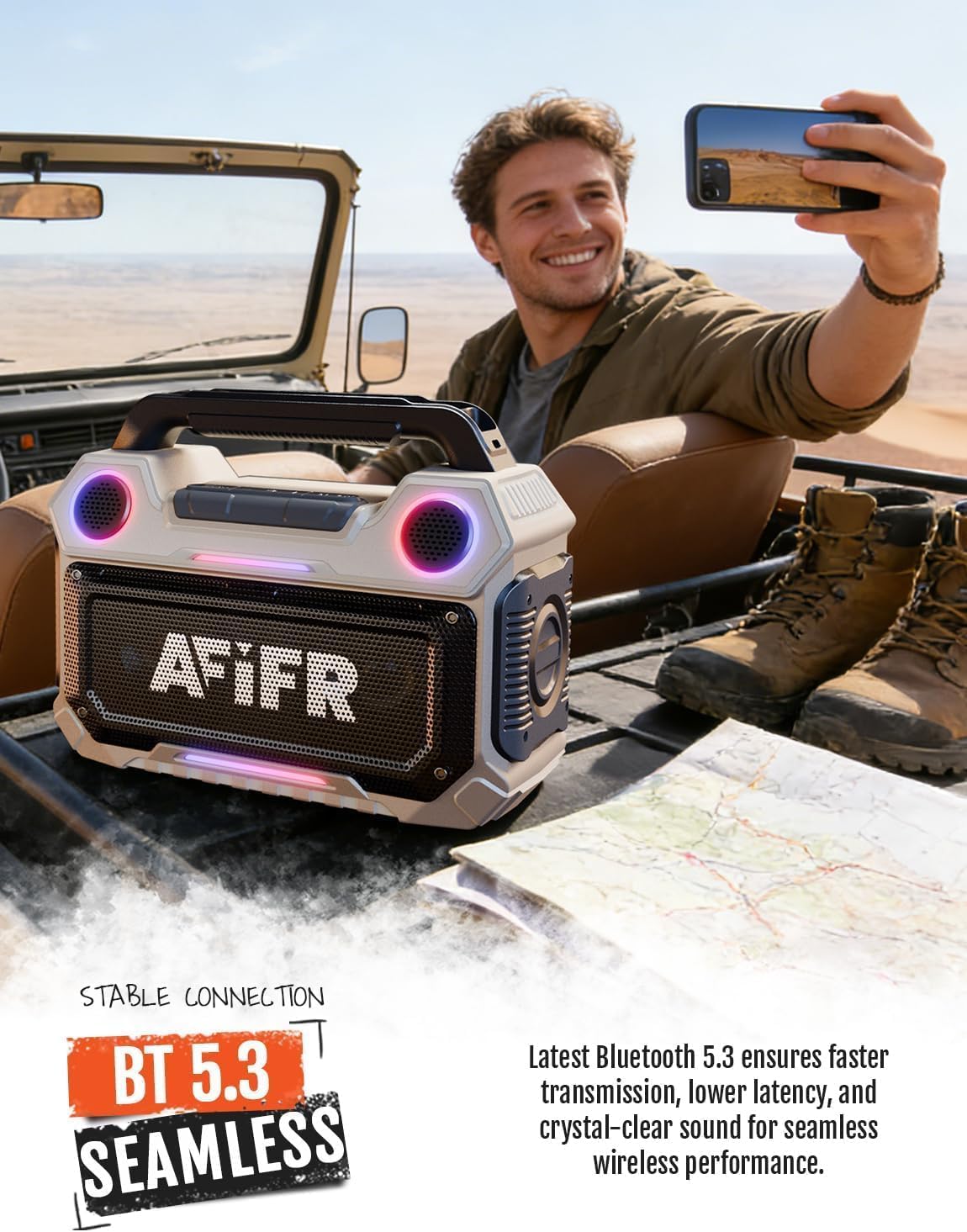 Altavoz Bluetooth al aire libre 160W: IP67 impermeable, 24H, TWS