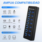 MENKSIDㅤ, hub USB 3.2 de 7 puertos, alimentado