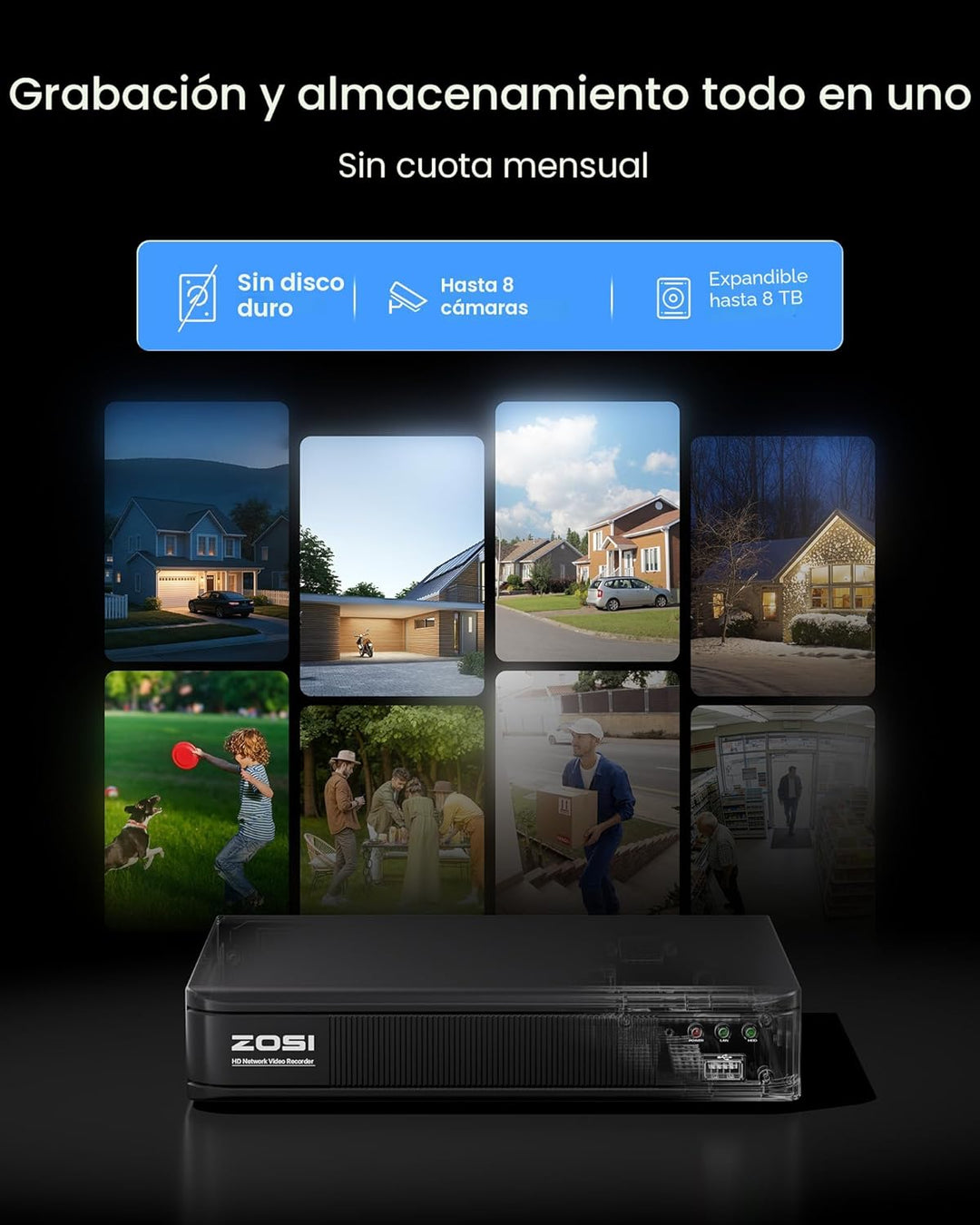 ZOSI H.265+ Full 1080p Sistema de cámara de seguridad para el hogar...