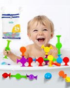 BUNMO Juguetes de baño de succión - Conecta, construye, crea - Juguetes de baño - Horas de diversión y creatividad - Habilidades motoras finas - Juguetes sensoriales estimulantes - Juguete no se puede
