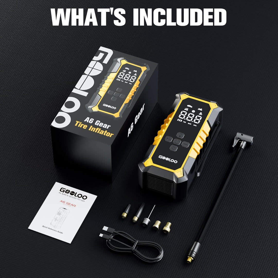 GOOLOO A6 Gear - Inflador de neumáticos portátil, compresor de aire...