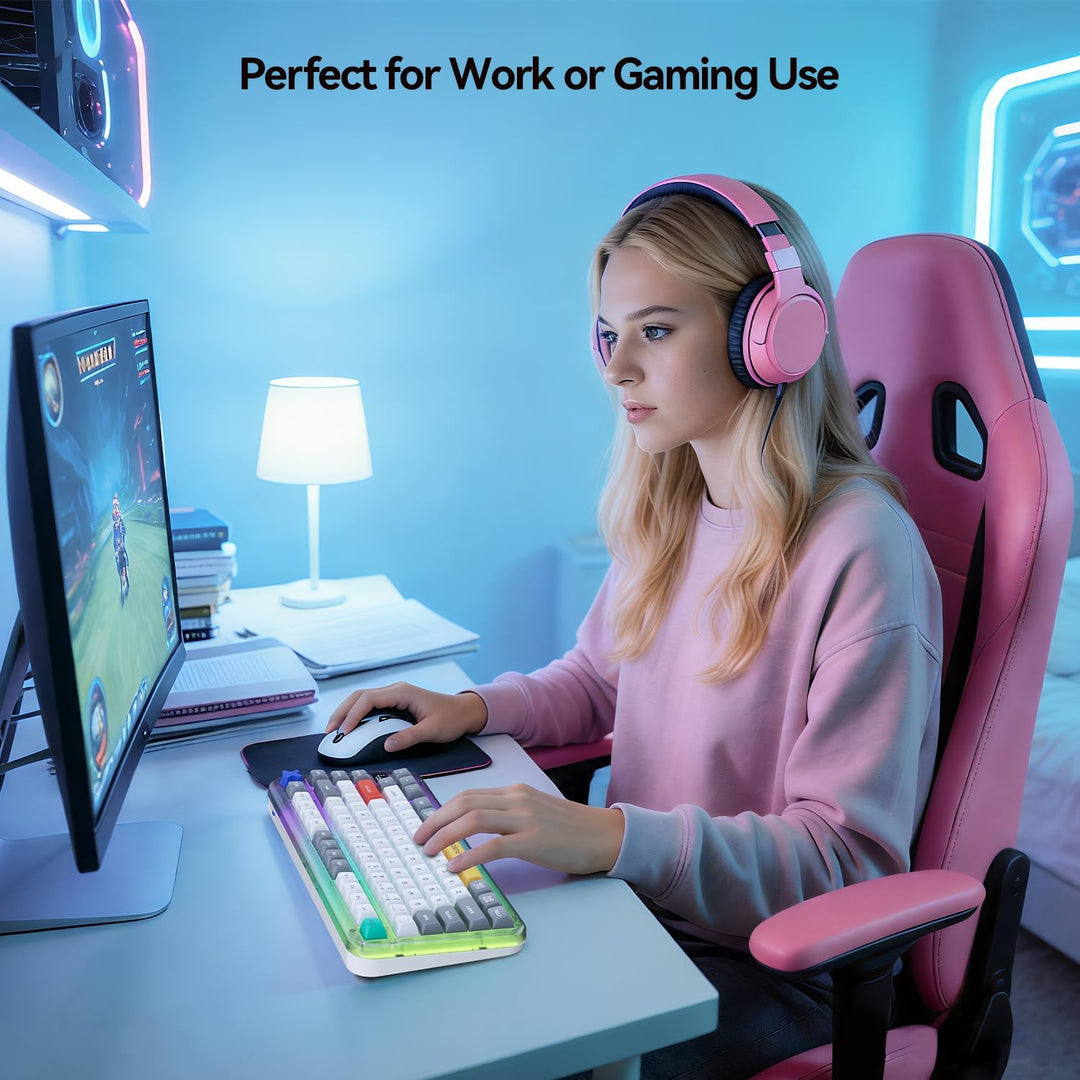 AUSDOM K75pro Teclado cremoso inalámbrico para juegos, teclado de c...