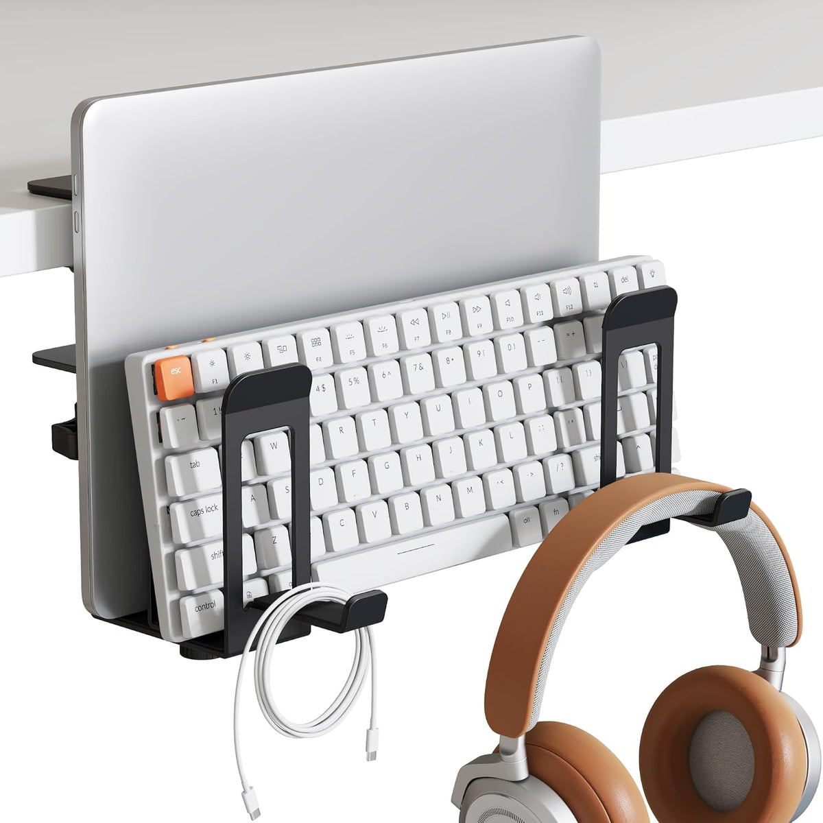 PEGZONE Soporte vertical para laptop con 2 ranuras para debajo del...