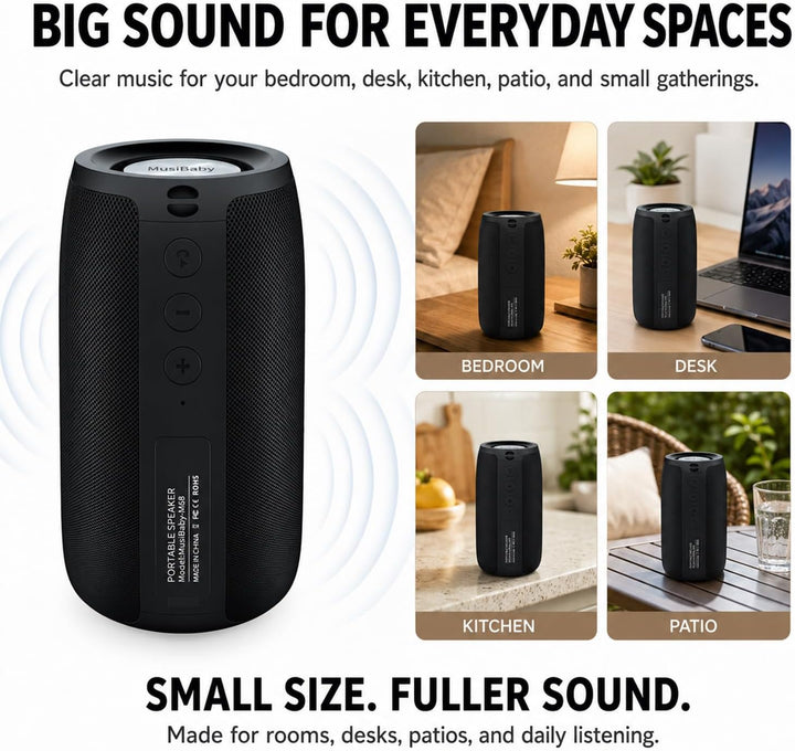 MusiBaby M68 - Bocinas Bluetooth portátiles, inalámbricas, impermea...