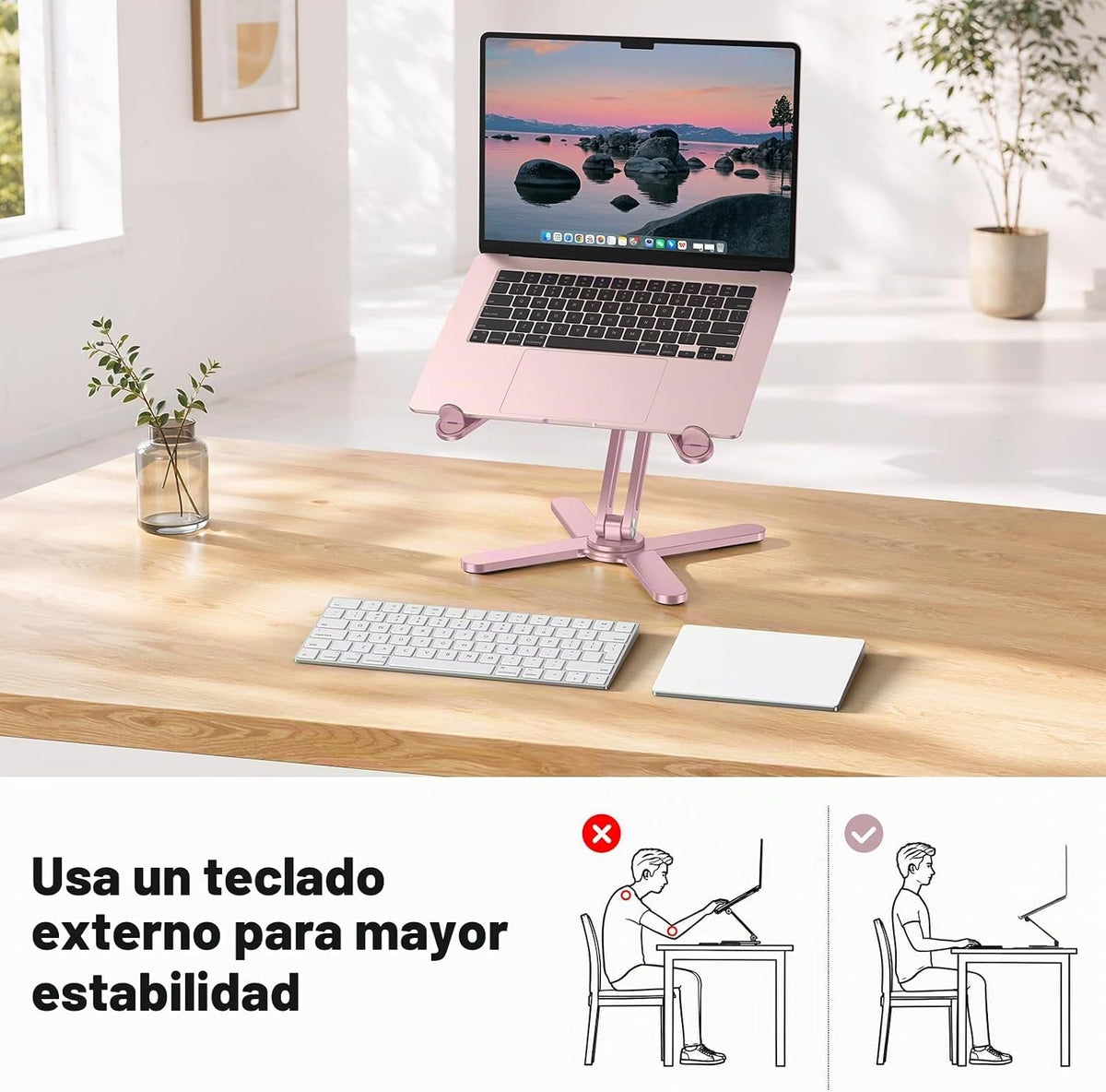 OMOTON Soporte elevador giratorio de 360° para laptop, soporte ergo...