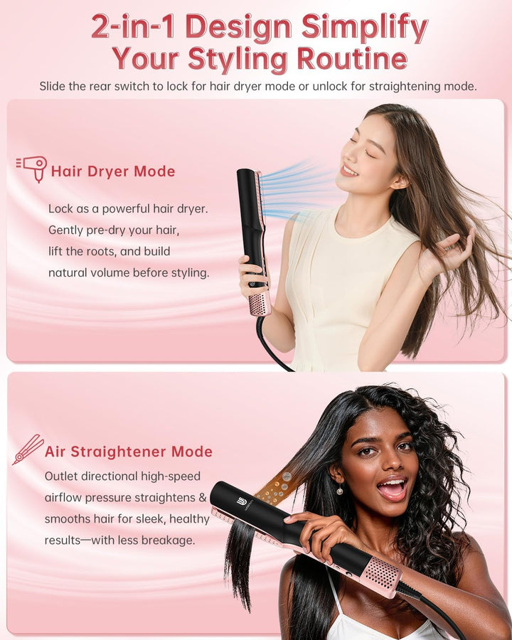 Wet to Dry Hair Straightener & Dryer, 2-in-1 Air Styler Infrared Ca...