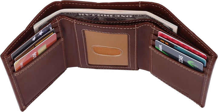 Carhartt Cartera de cuero para hombre con triple puntada, cuero dur...