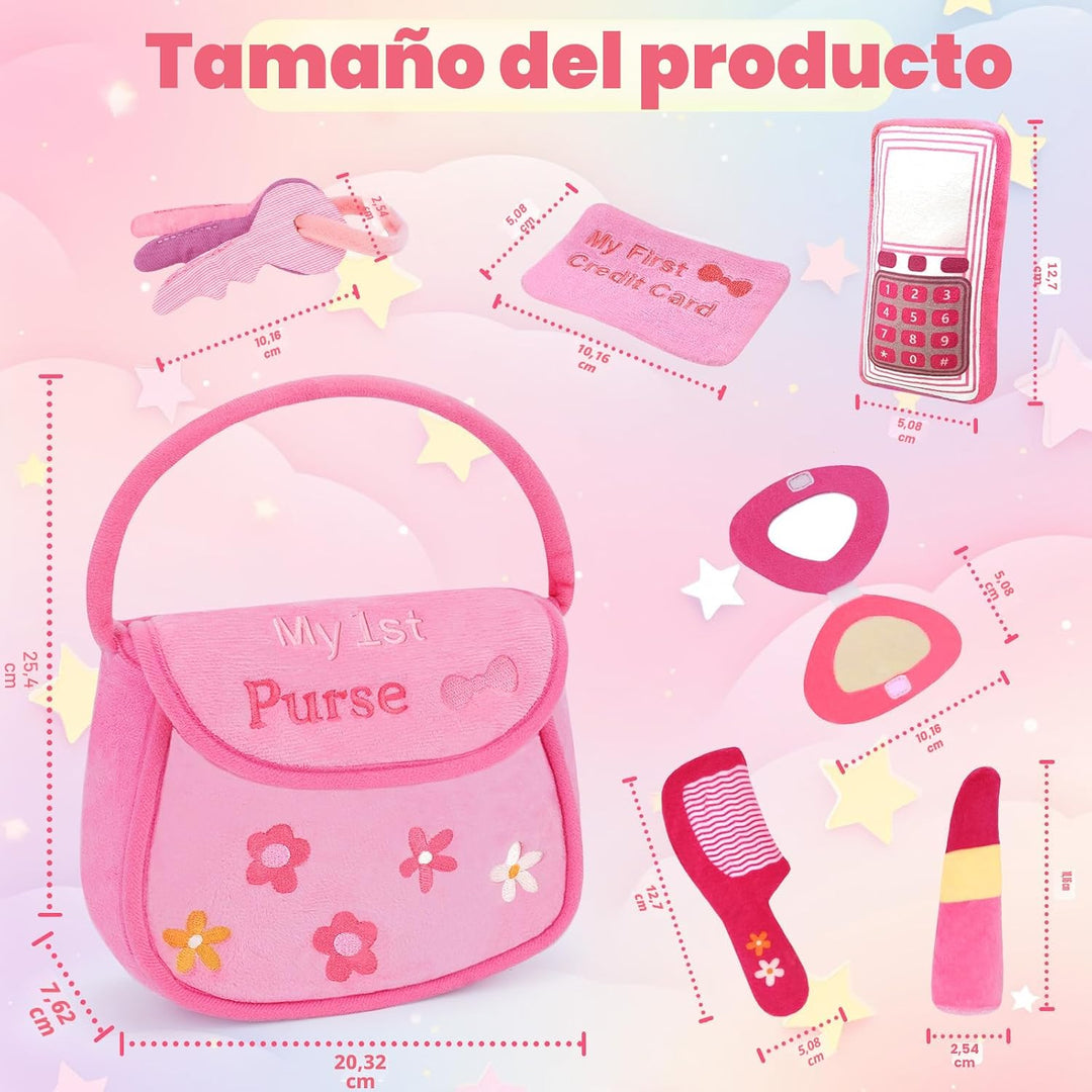 GERBIT My First - Juego de bolso rosa de peluche, con 6 piezas de p...