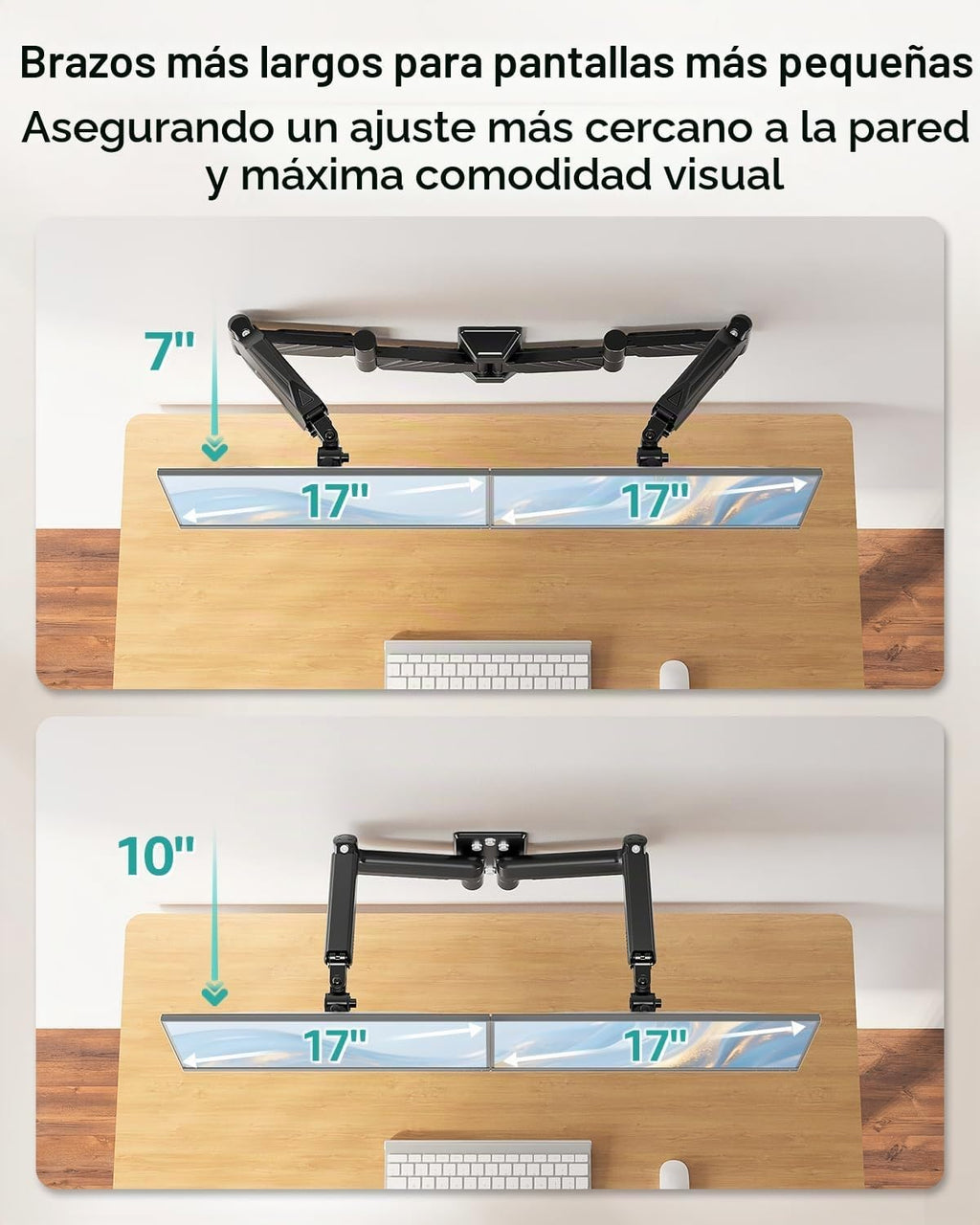 Soporte de pared para monitor doble de brazo largo para 17-32