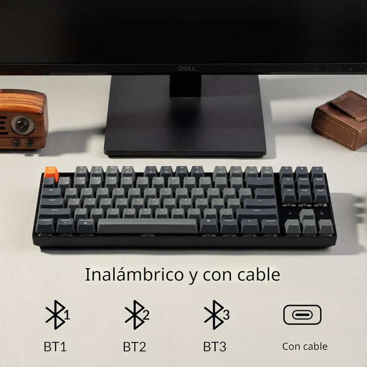 Keychron Teclado mecánico inalámbrico K8 Tenkeyless para Mac, retro...