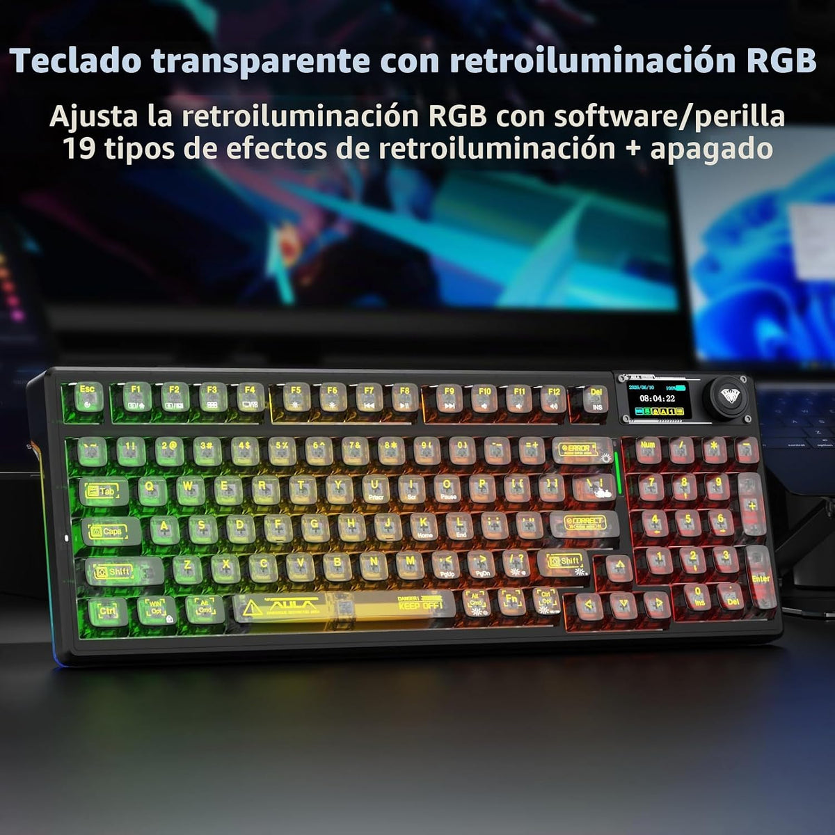 Aula F98Pro V3 - Teclado mecánico inalámbrico con pantalla y perill...