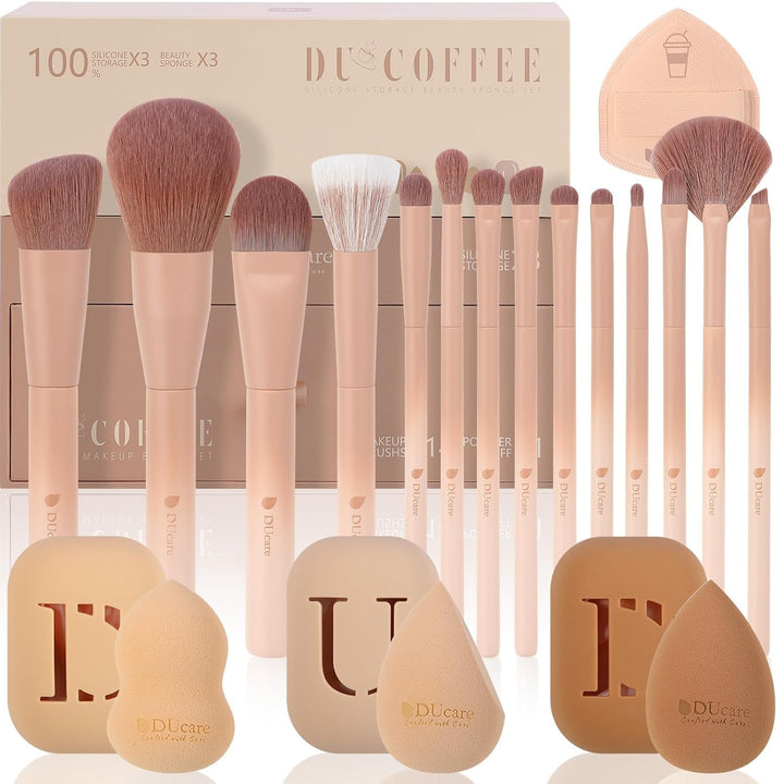 DUcare Juego de regalo de maquillaje de 21 piezas, con 14 brochas d...