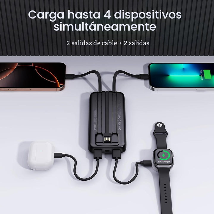 Paquete de 2 cargadores portátiles 2026 de 12800 mAh con cables int...