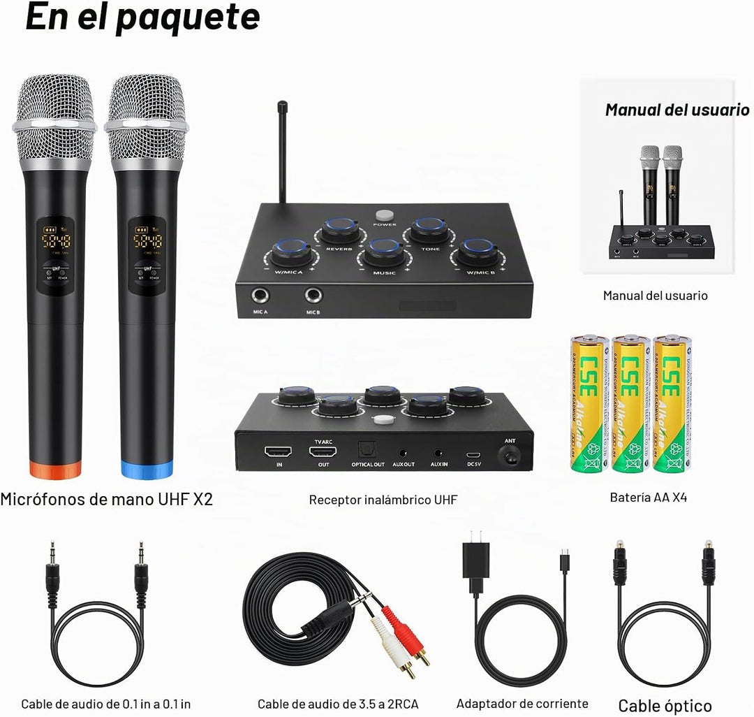 Sistema de Karaoke Inalámbrico, Micrófono de Karaoke Portátil con M...