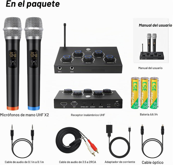 Sistema de Karaoke Inalámbrico, Micrófono de Karaoke Portátil con M...