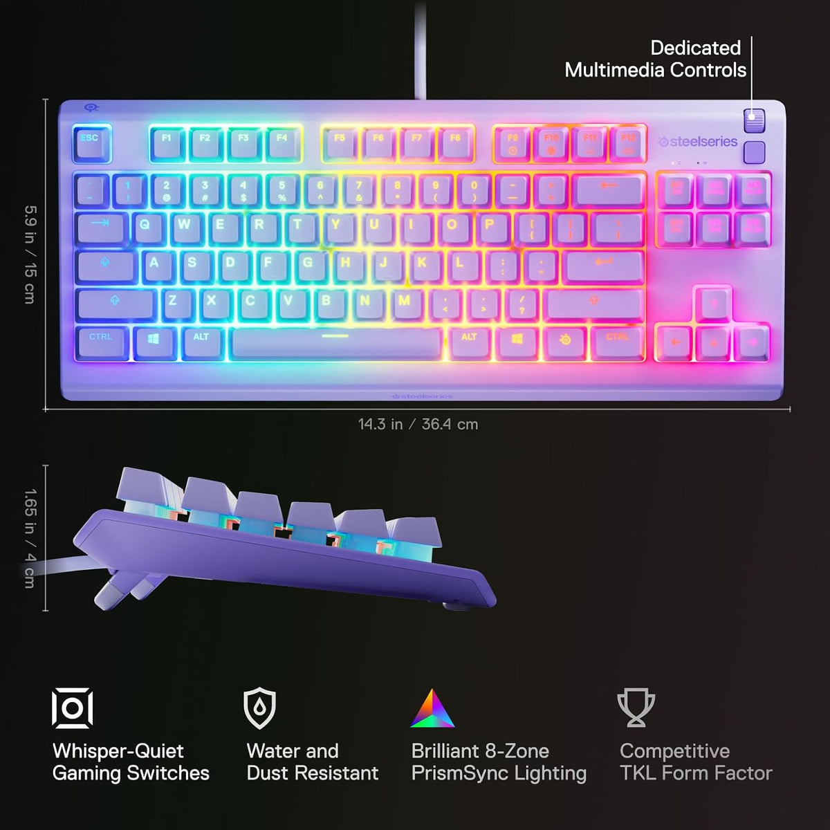 Teclado para juegos SteelSeries Apex 3 TKL Lavender RGB \u2014 Fact...