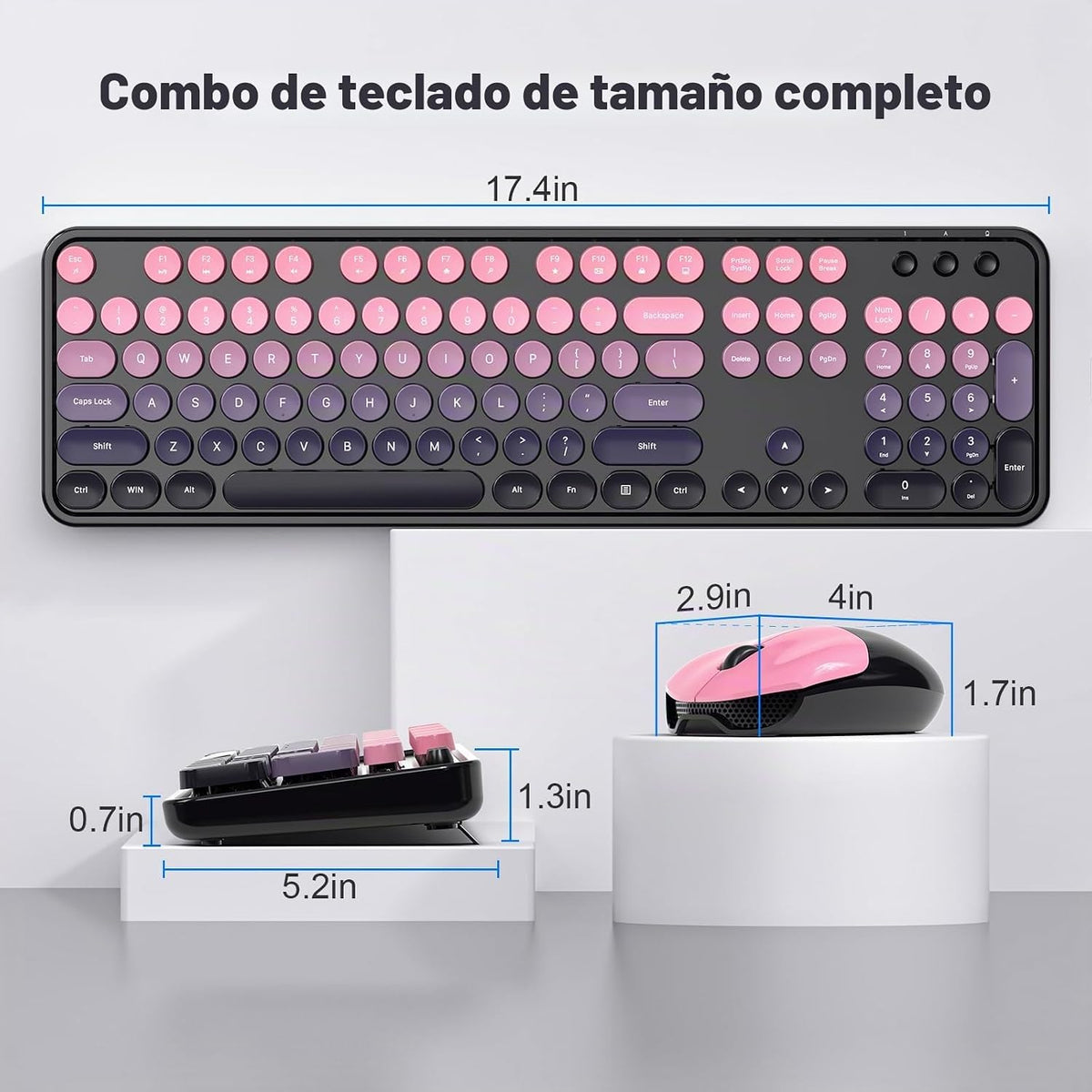 MOWUX - Combo de teclado y mouse inalámbricos, máquina de escribir...