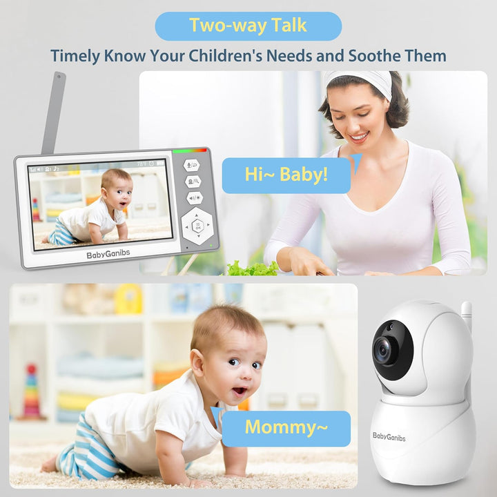 Baby Ganibs - Monitor de bebé con cámara y audio, monitor de vídeo...