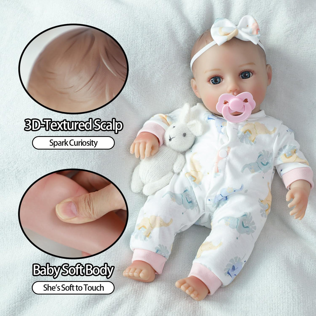 SCOM First Baby Doll Girl - Muñeca suave realista de 16 pulgadas co...