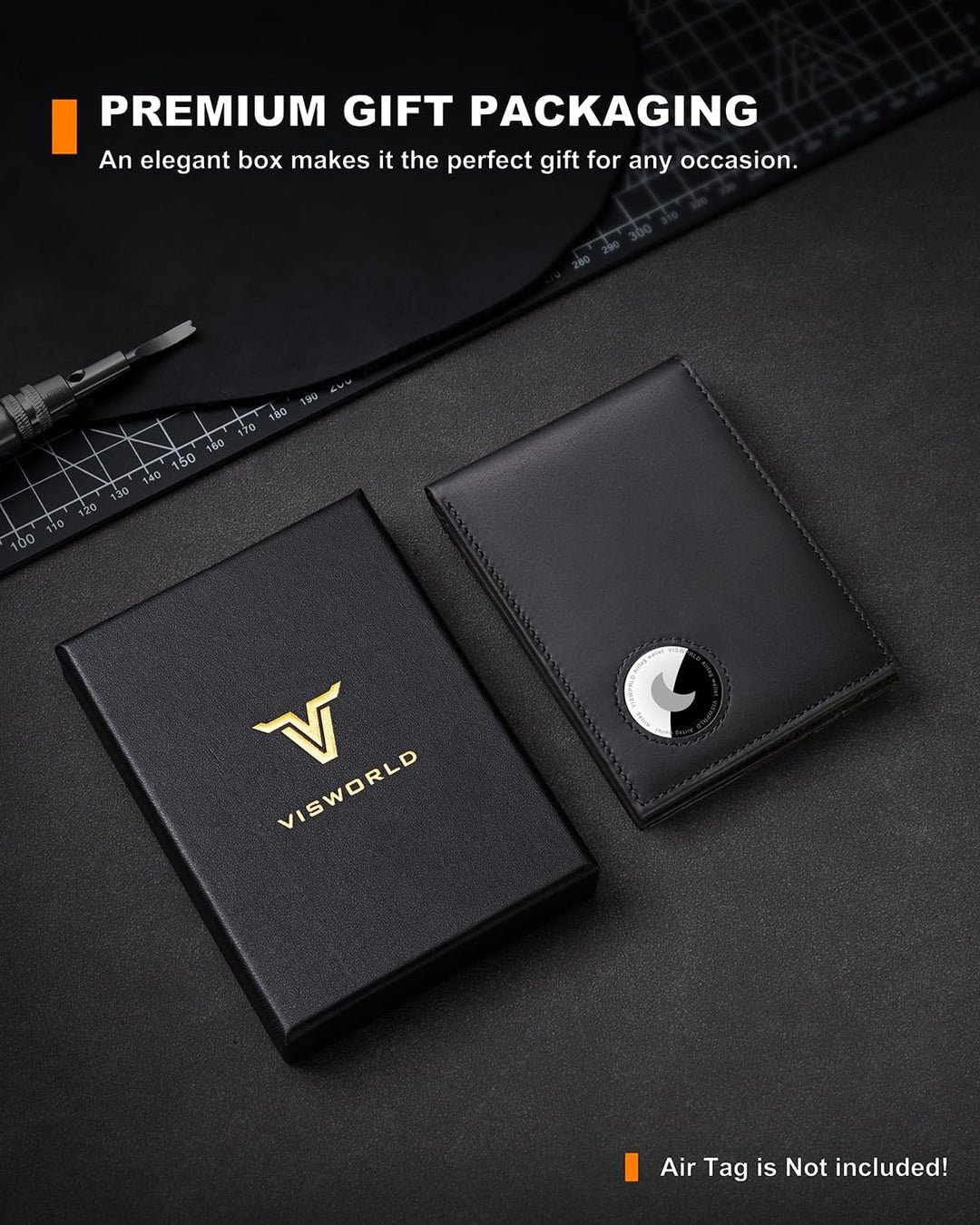 VISWORLD Billetera para hombre con soporte para Airtag, billetera p...