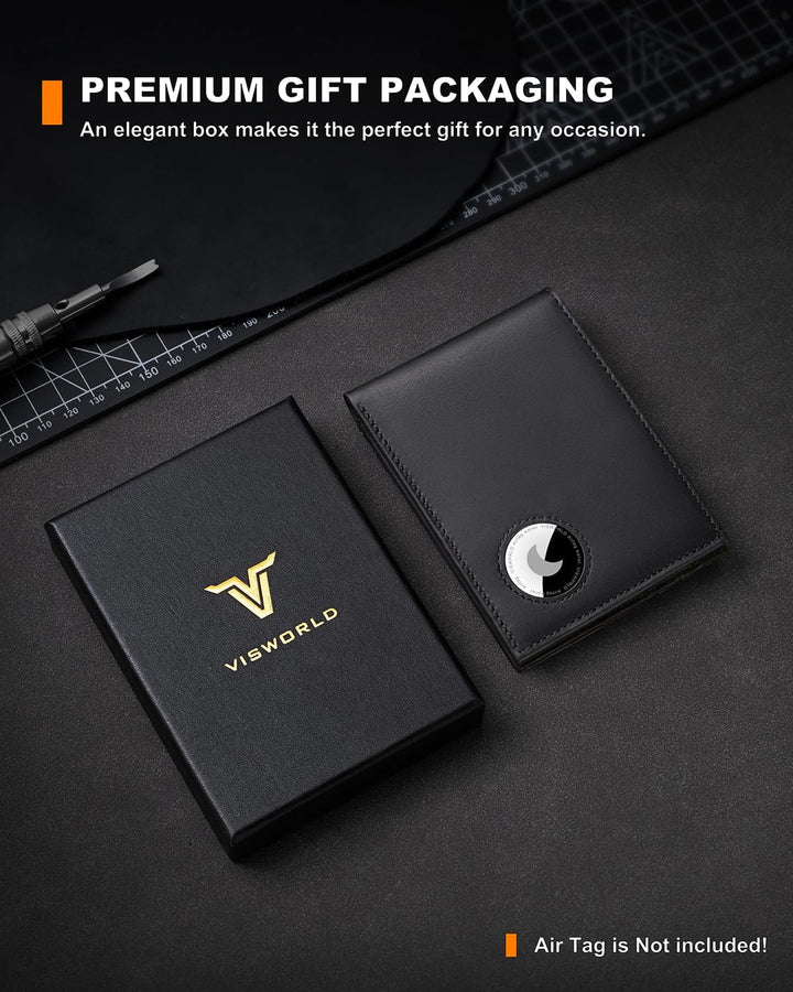 VISWORLD Billetera para hombre con soporte para Airtag, billetera p...
