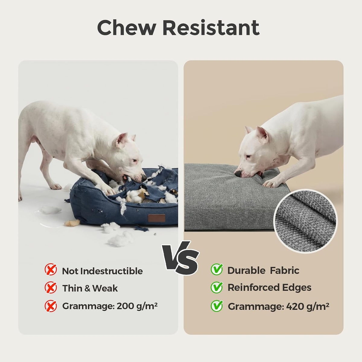 Cama indestructible de 42 pulgadas para perros extra grandes, duradera, a prueba de mordidas, para exteriores, con funda extraíble lavable, cama impermeable para perros, ideal para uso en interiores