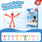 Juego de 20 figuras magnéticas para hombre con caja de almacenamiento de metal, juguetes portátiles para niños, viajes, actividades de viaje por carretera, automóvil en avión, juegos educativos para