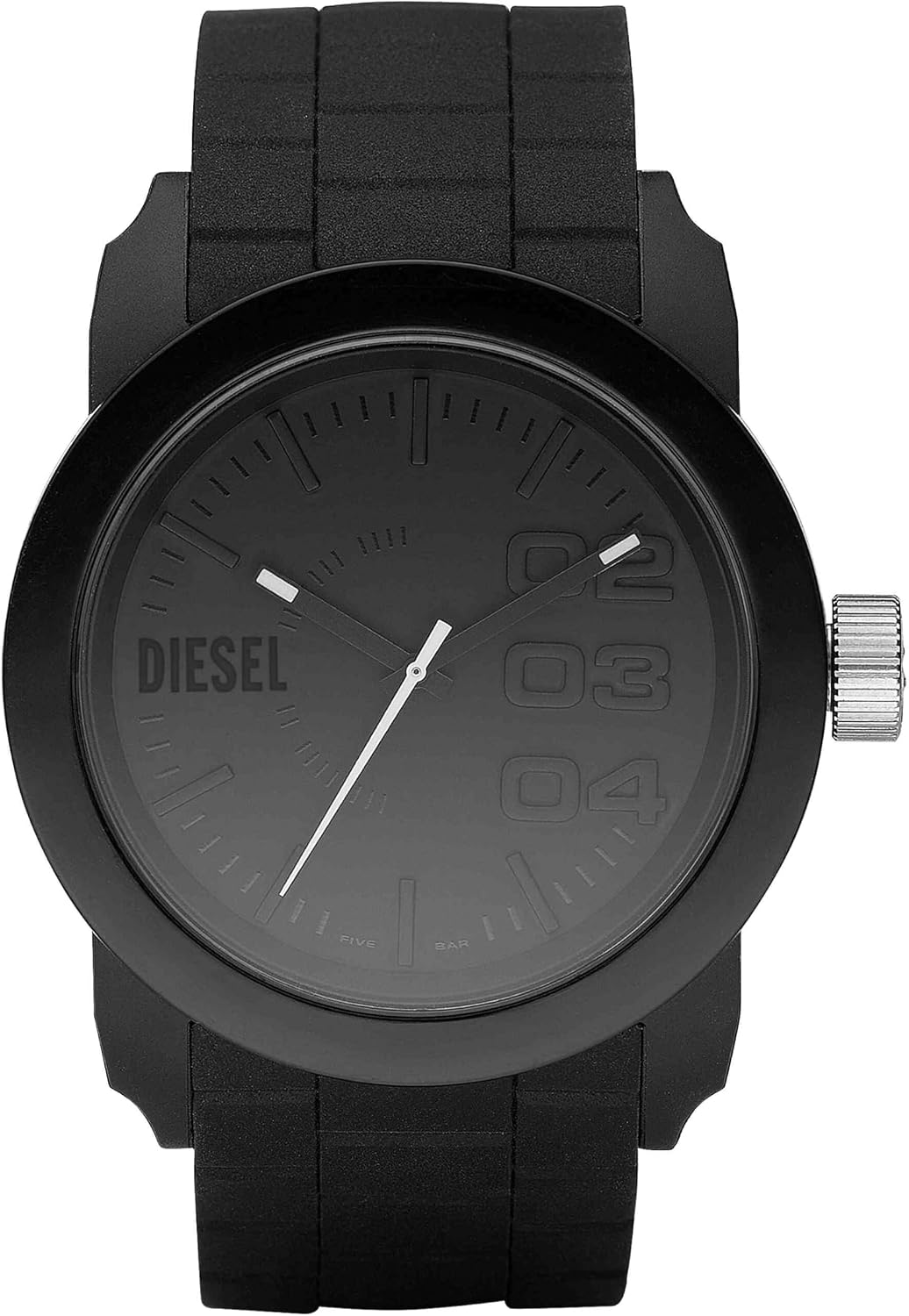 Reloj analógico de tres agujas Diesel Double Down en silicona para hombre, reloj de esfera grande para hombres