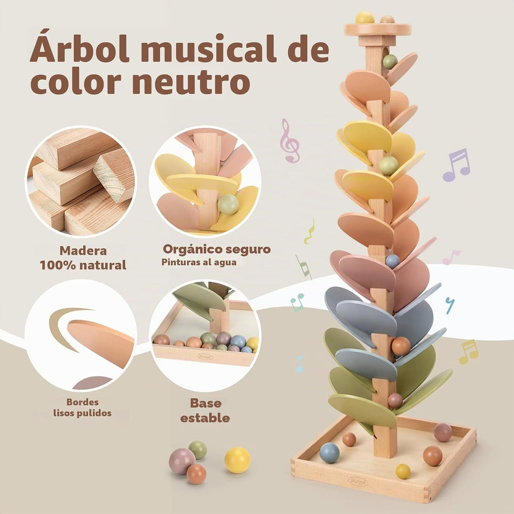 Joyreal Carrera de mármol de madera para niños 3-5, 4-8, juguetes de árbol