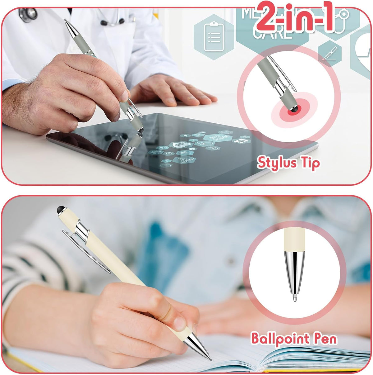 Yeaqee - Bolígrafo de 100 piezas a granel con punta de lápiz capacitivo, colores mezclados