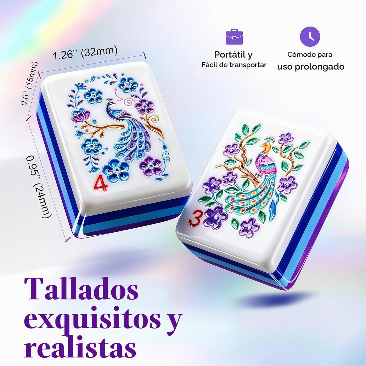 Peacock American Mahjong Set, 160 innovadores azulejos de Mahjong de diseño único, colorido juego de mahjong tallado acrílico de 4 capas