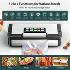 Máquina selladora al vacío de 95 kPa con tecnología AquaLock, sellador automático de alimentos de doble bomba para alimentos secos y húmedos, doble sellado térmico, cortador integrado, almacenamiento