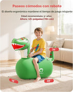 QPAU - Juguetes inflables de dinosaurios saltarines de 2 piezas con bomba de mano, gigantes de alta resistencia, capacidad de carga de 220 libras, juguete saltarín para montar y rebotar, para niños y