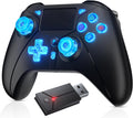 Dinosoo Controlador inalámbrico RGB con luz LED y botones traseros de reasignación, turbo ajustable, adaptador 2.4G para PS5, PC