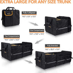 HEYTRIP Organizador grande de maletero con bolsa térmica integrada a prueba de fugas, 2 correas de sujeción, 4 divisores extraíbles, funda plegable, construido con tablero de PE de 2 mm
