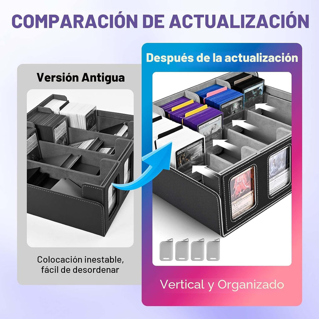 UAONO Caja de almacenamiento para cartas de juego de 4 filas 3000+ con exhibidor Commander