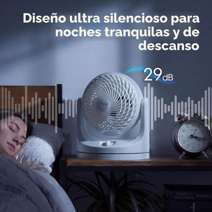 IRIS USA WOOZOO Ventilador de escritorio mediano, oscilante, inclin...