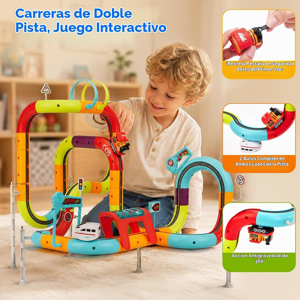 hahaland Juego de tren eléctrico para niños 3D antigravedad pista de