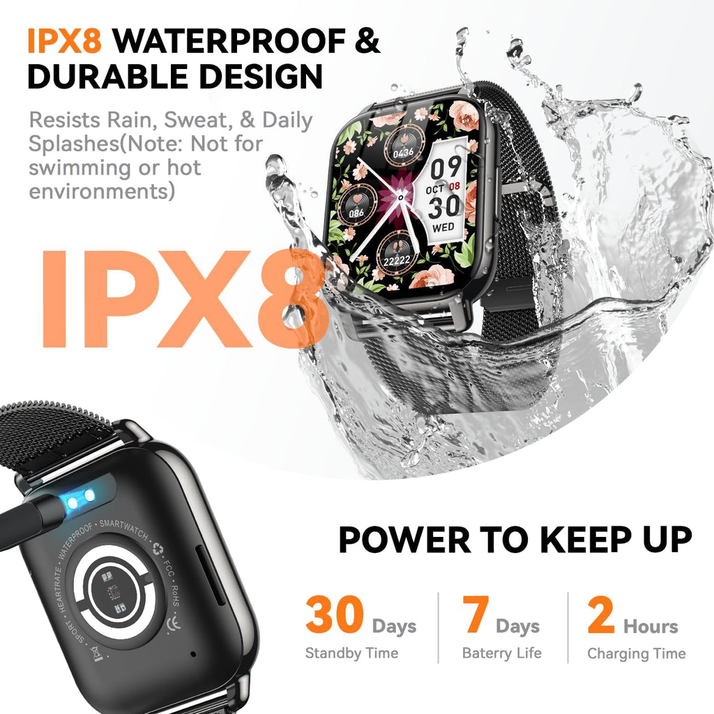 Reloj inteligente para mujer (3 bandas), rastreador de actividad física HD de 1.85 pulgadas con llamadas Bluetooth, reloj inteligente impermeable IPX8 para iPhone Android, más de 112 modos deportivos