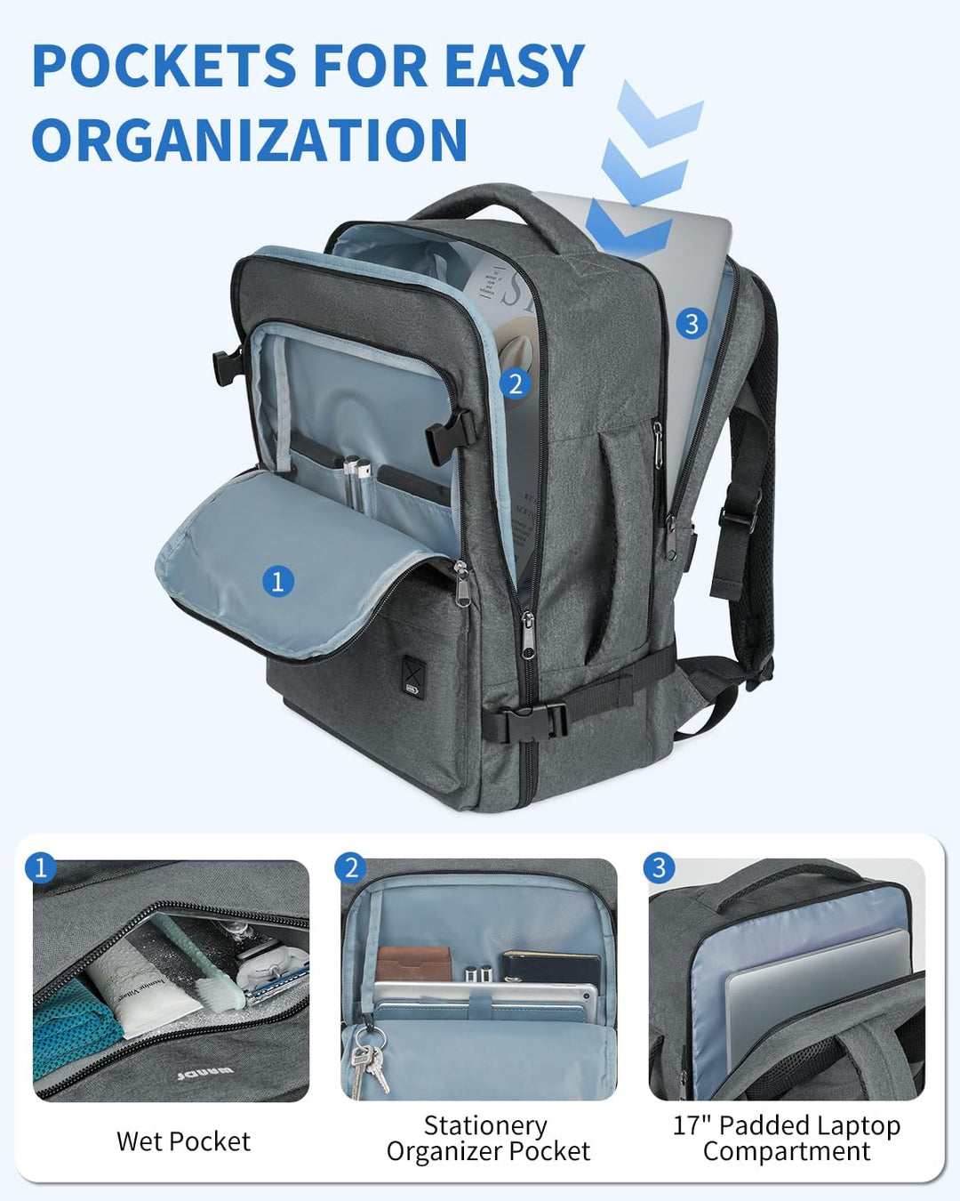 WANDF Mochila de viaje para Spirit Airlines, bolsa de artículos per...