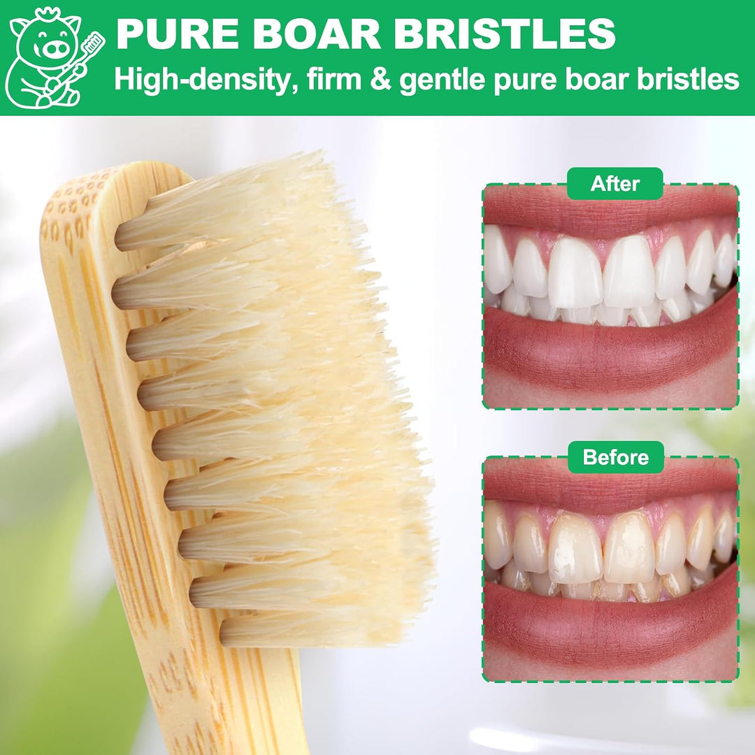 Entgvvv Cepillo de dientes de cerdas de jabalí, cepillo de dientes...