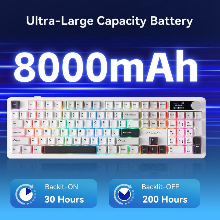 AULA Teclado inalámbrico F106PRO, teclado mecánico de tamaño comple...